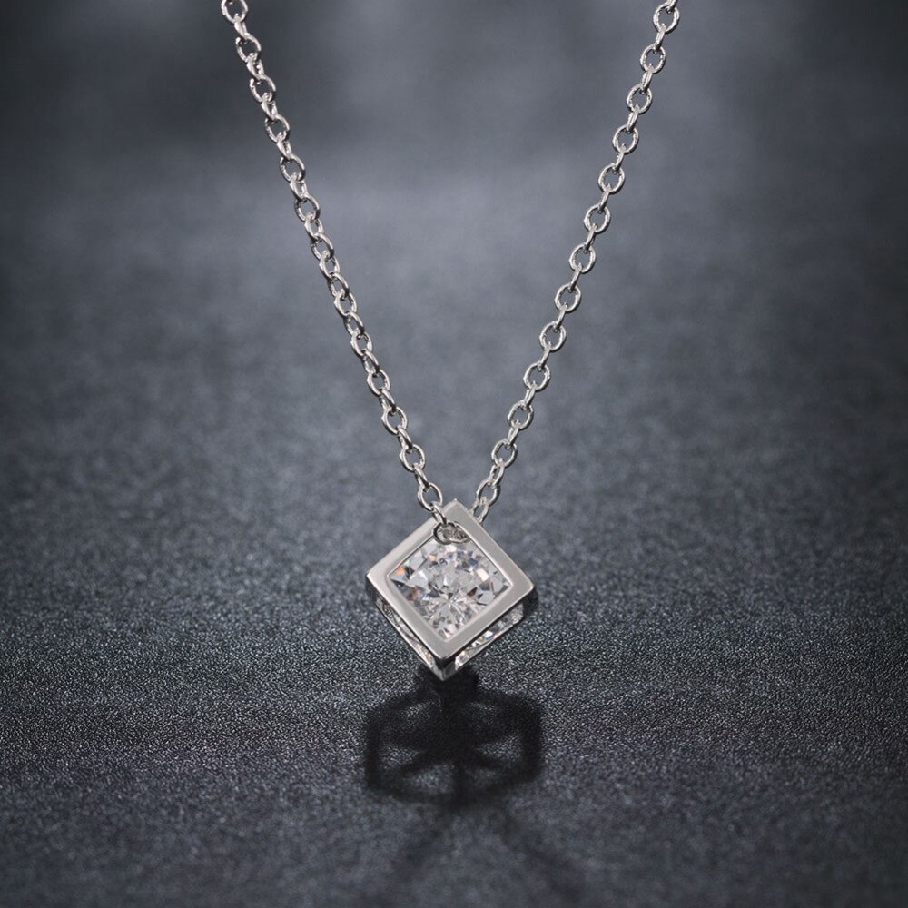 925 Sterling Silber Anhänger Halskette - 18 Zoll - Geometrisch - Feiner Schmuck für Damen