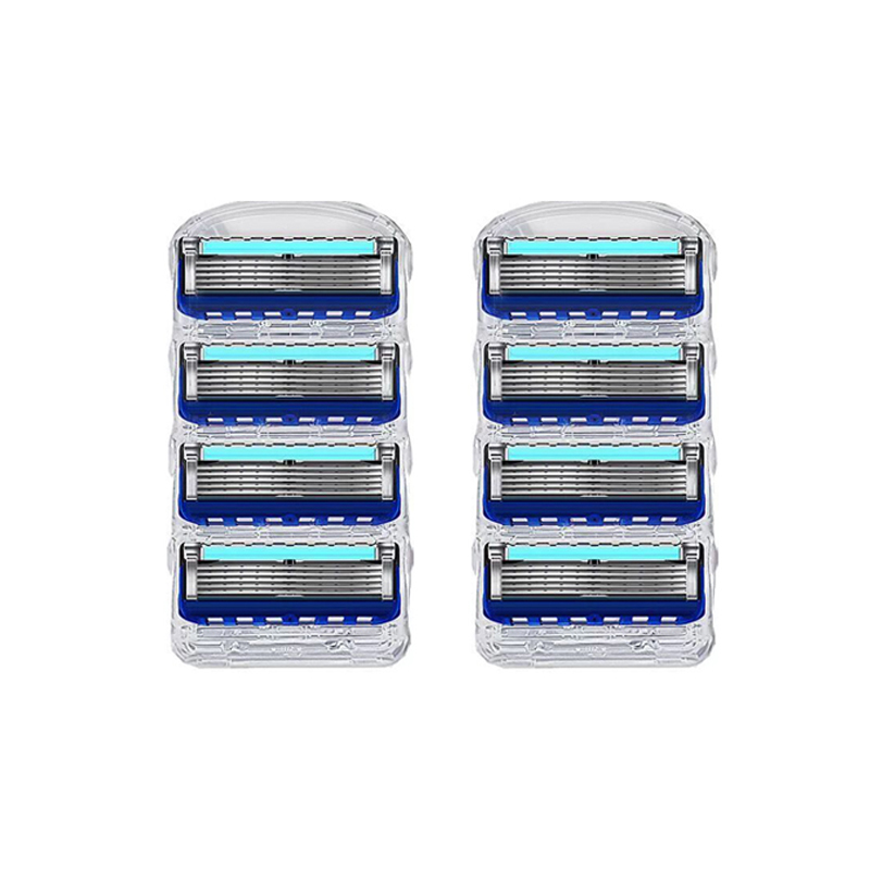 Maquinilla de afeitar Manual para hombres, hoja de cinco capas sin soporte para cuchillos, cuchillas de afeitar de acero inoxidable, sin daños en la piel, afeitadora de estilo antiguo: Azul