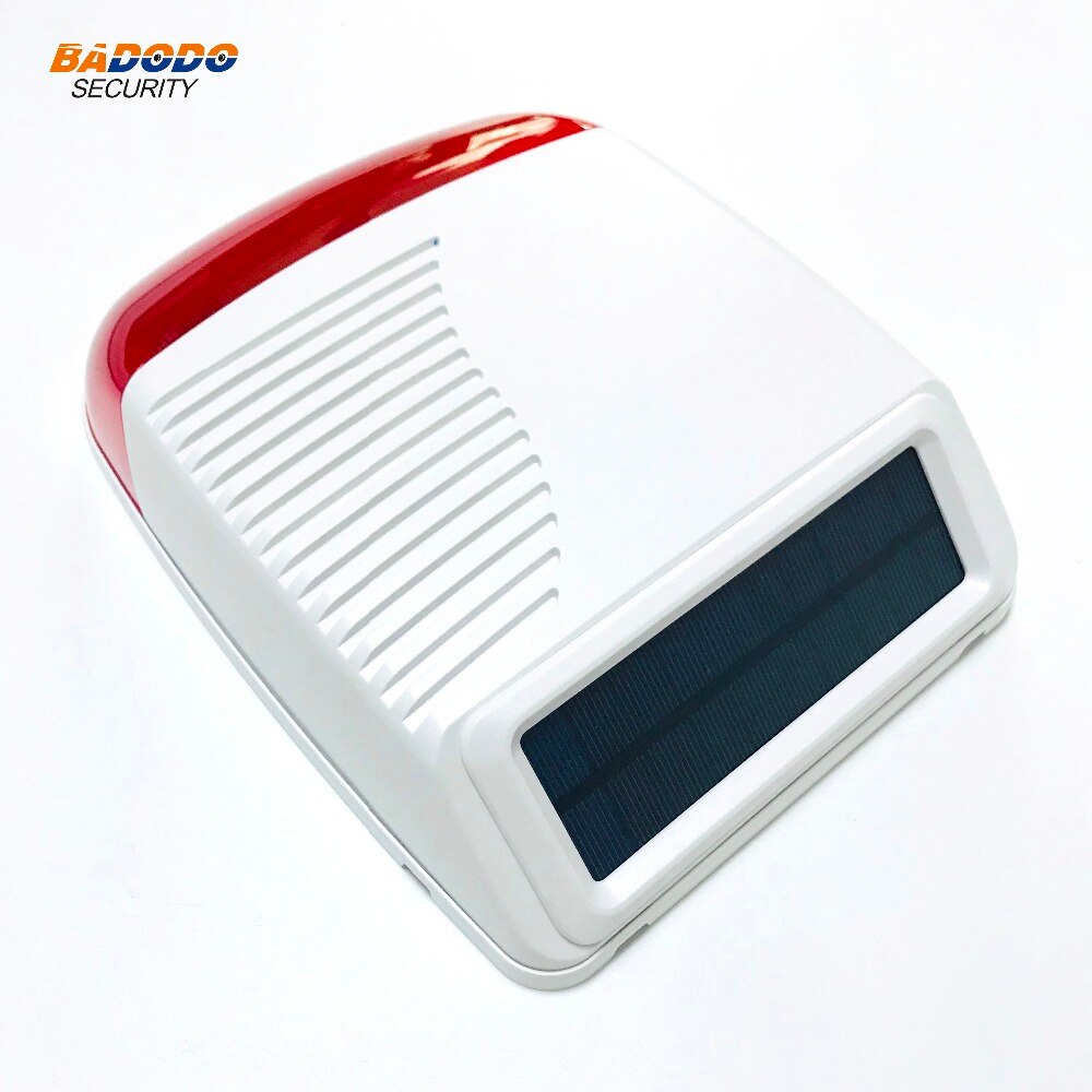 outdoor waterproof wireless solar powered strobe siren alarm light sound siren alarm for WiFi GSM home alarm system 433MHz