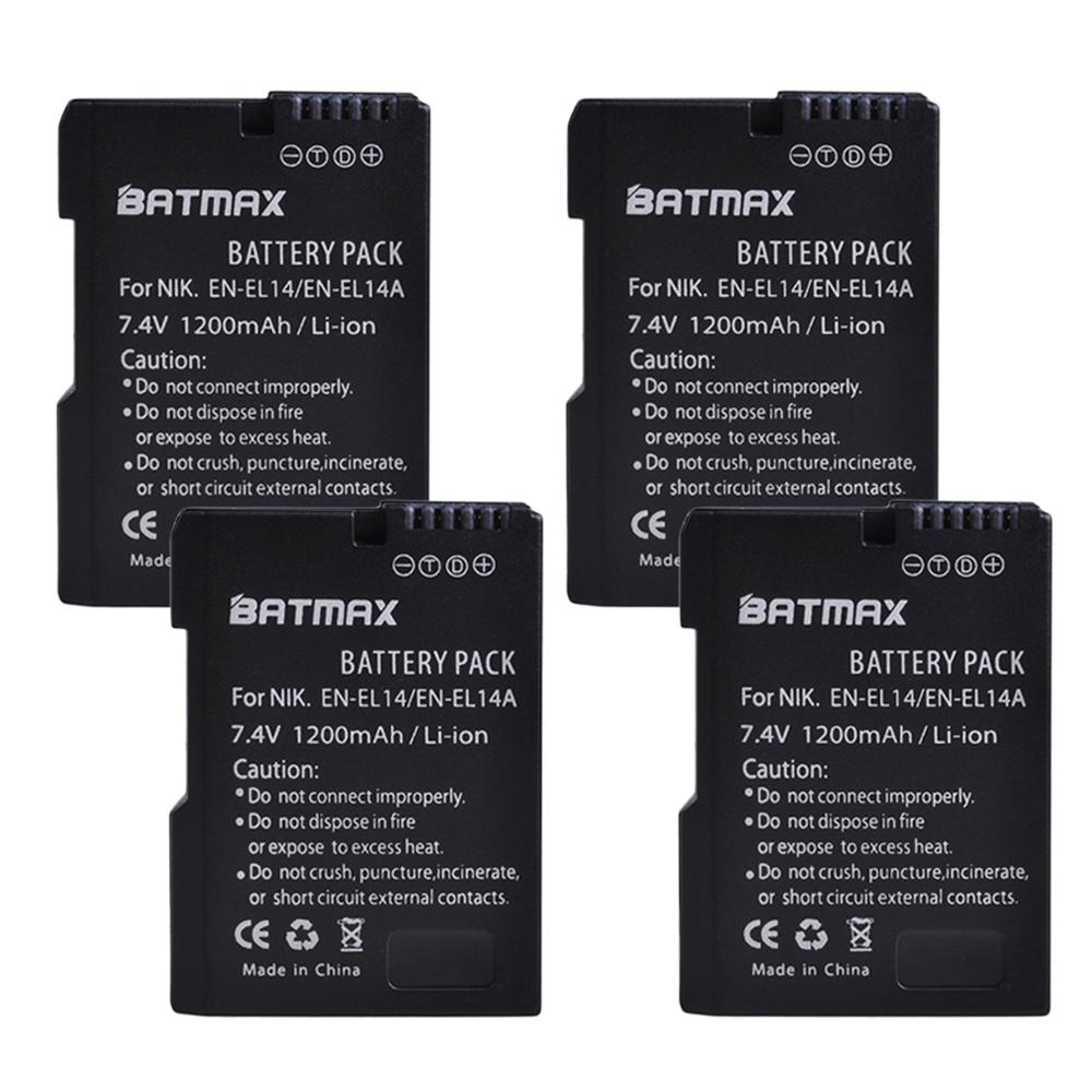 2 uds. EN-EL14 EN EL14 EN EL14a batería + LED cargador USB incorporado para Nikon D3500, D5600, D3300, D5100, D5500, P7100,P7700 P7800: 4Pcs