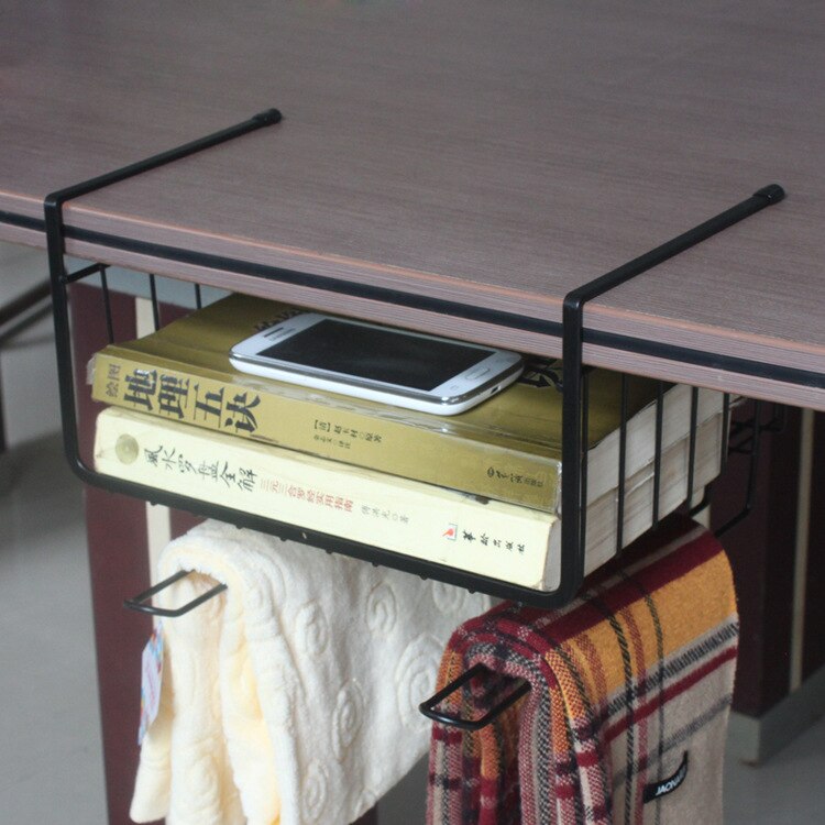 Skap hengende kurvstativ metallrekvisita kjøkkenhylle innebygd opphengsstativ: Svart