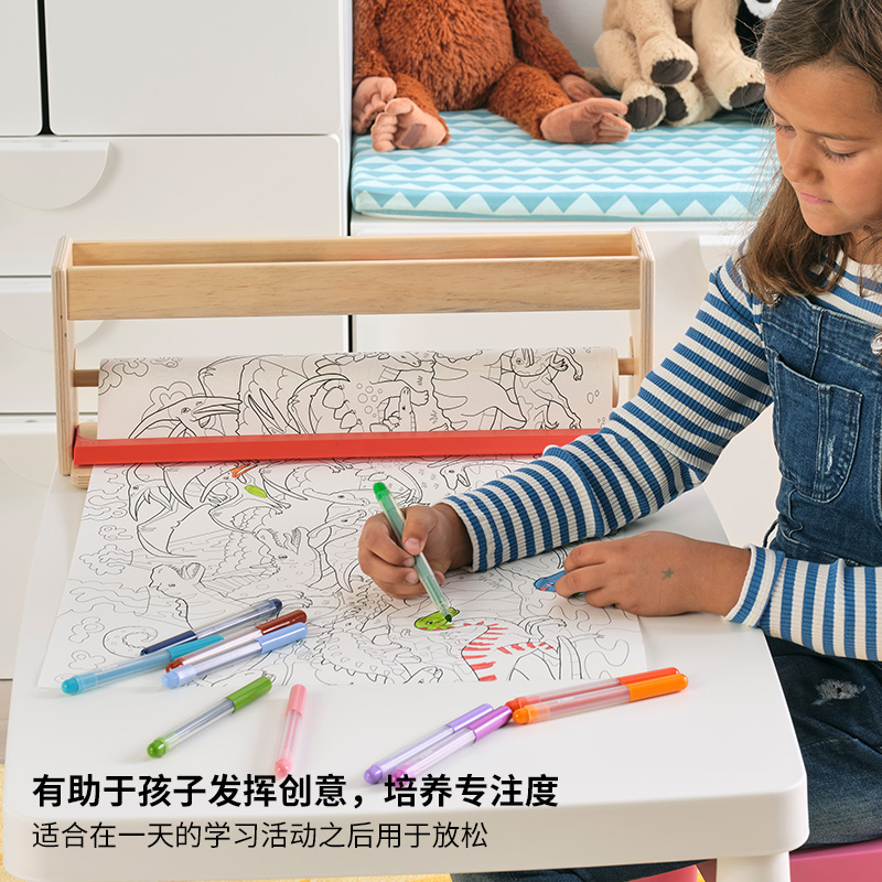 Solid Wood Paper Roll Rack Children's Easel 50x18x13cm Large Size Storage Rack Student Artist Painting Tools