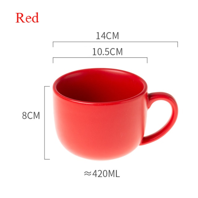 Keramische Nordic Ontbijt Cup Creatieve Havermout Melk Cup Grote Capaciteit Microwavable Grote Buik Mok Drinkware Huishoudelijke: Red