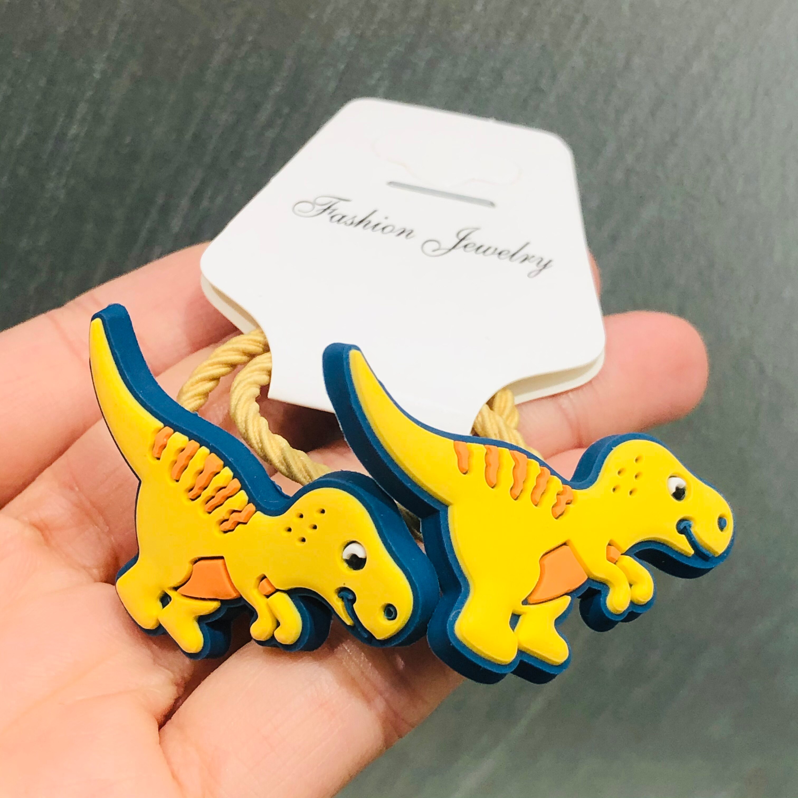 2 Teile/satz Mädchen Nette Dinosaurier Ebene Gewinde Tuch Haarnadeln freundlicher Süße Haar Clip Barrettes Stirnband freundlicher Haar Zubehör: Armee Grün