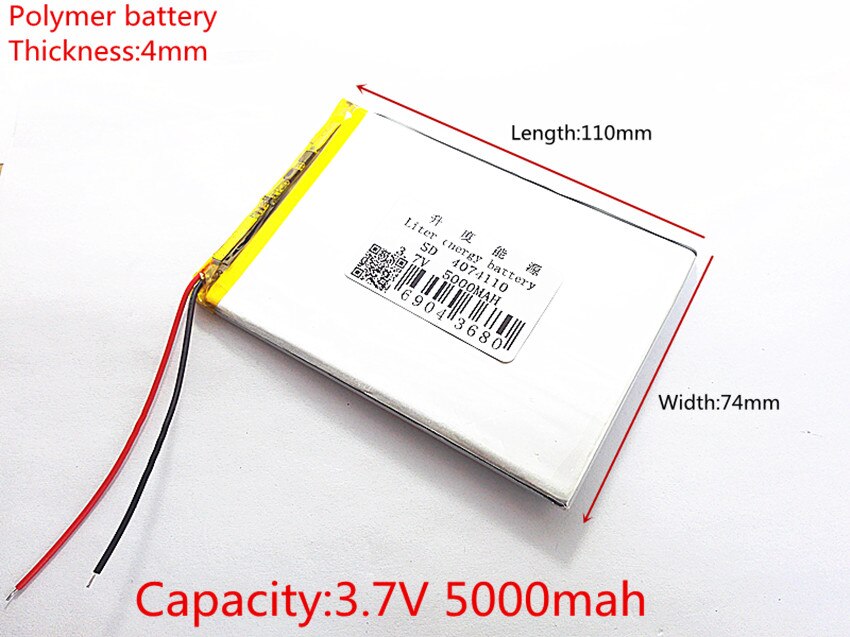 1 stks/partij 3.7 V hoge capaciteit lithium polymeer batterij, 4074110, 5000 mah zon N70 7 inch tablet batterij