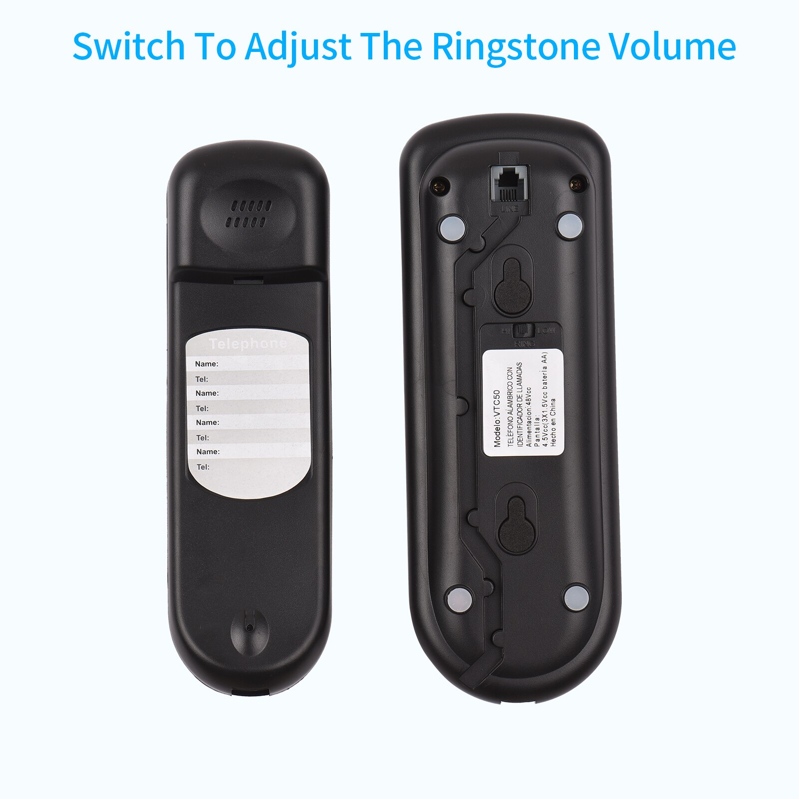 Corded Phone Desk Landline Fixed Telephone Wall Mount Support Redial/Pause/16 Digit LCD Display for Home Office Company