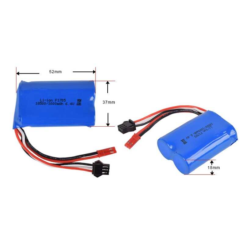 6.4v 1000mah 15C 18500 Li-ion Battery For wltoys A303 A313 A323 A333 1/12 high speed RC truck Car parts