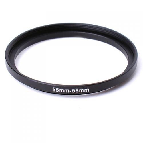 Black Metal 55mm to 58mm Step Up Filter Lens Ring Filter Stepping Adapter