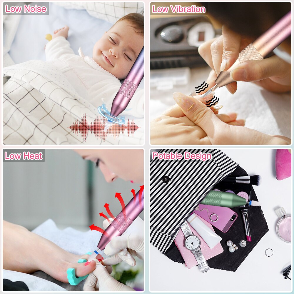YBLNTEK – perceuse à ongles électrique professionnelle, 20000 RPM, Machine de manucure, charge USB, lime à ongles, polissage, outils de pédicure
