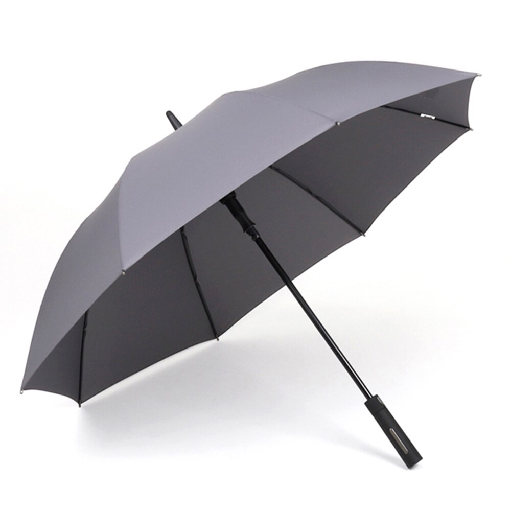 Parachase 114cm store paraply mænd vindtæt stærk golf lang håndtag paraplyer automatisk forretningsstil 8 ribben glasfiberparaguas: Grå