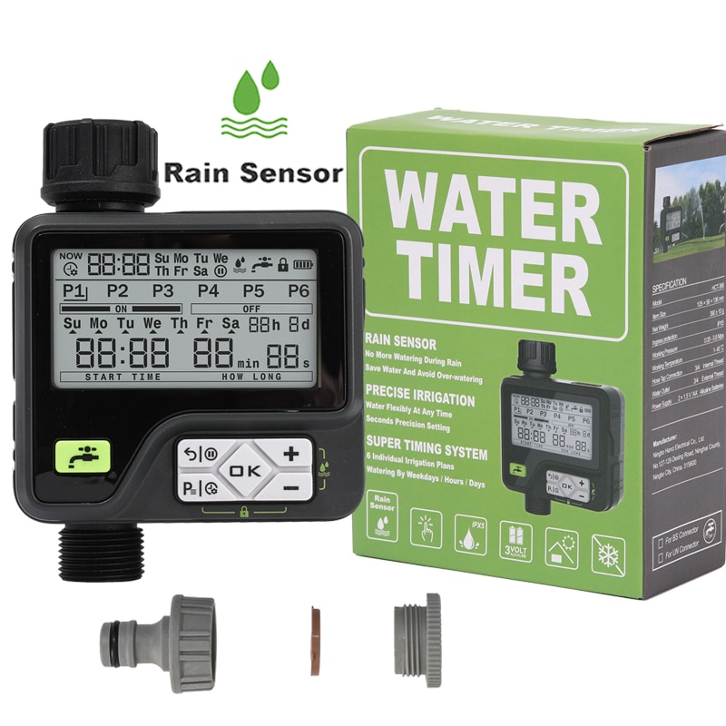 Watering Timer with Rain sensor Irrigation Timer Waterproof Water Level Sensor Automatic Watering System Irrigation Controller: Irrigation Timer