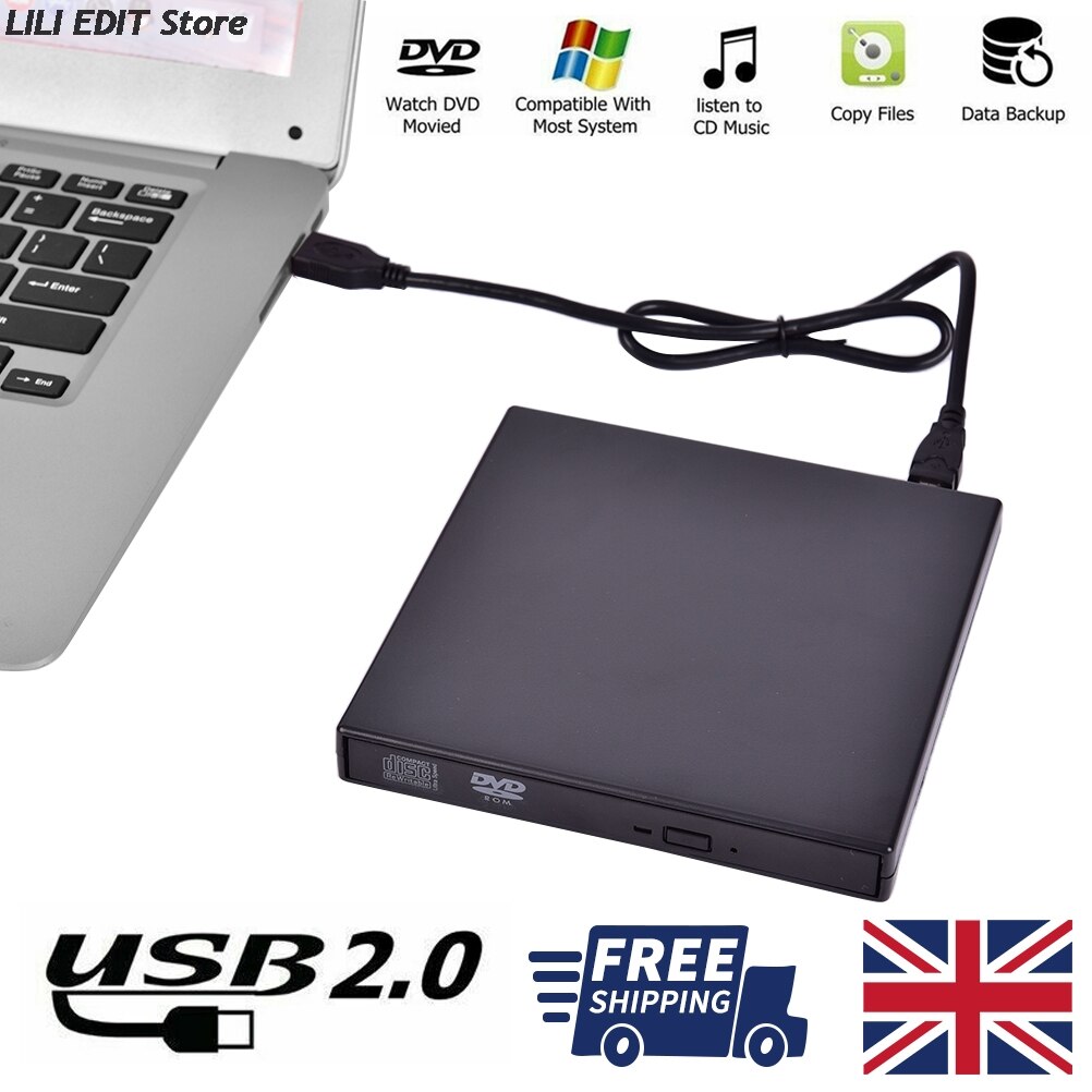 External DVD ROM Optical Drive USB 2.0 CD/DVD-ROM CD-RW Player Burner Slim Portable Reader Recorder For Laptop