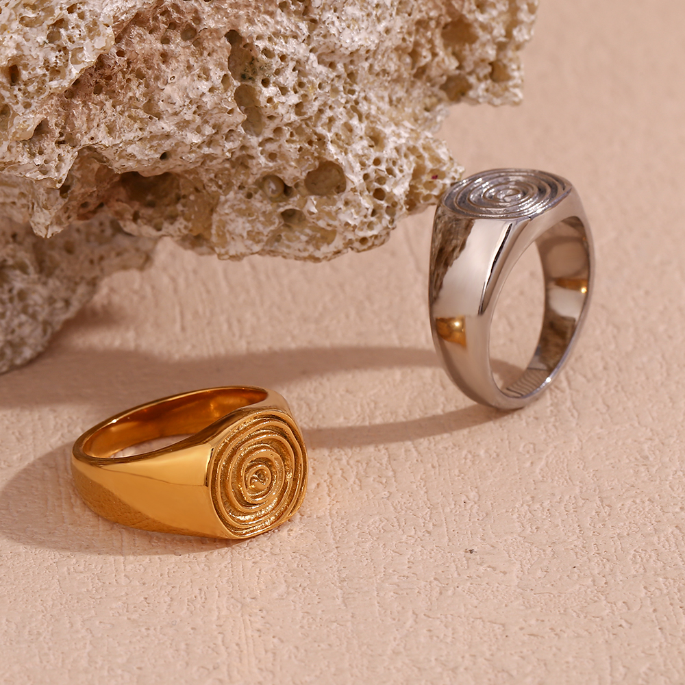 E. b. schöne Finger abdruck Ring Dichtung sring lustige wasserdichte Anlauf frei 18 Karat vergoldeten Schmuck 316l Edelstahl Dekoration