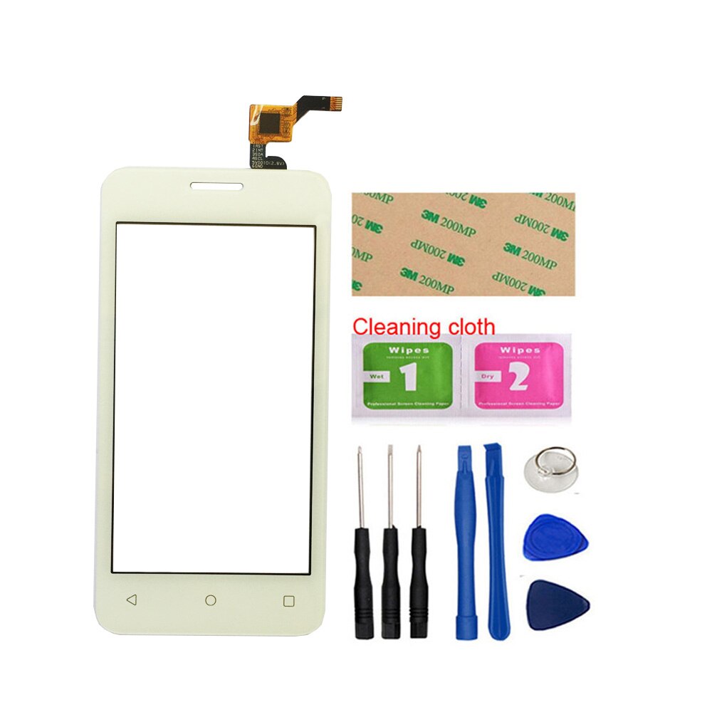 4.0 "Dello Schermo di tocco di Vetro Sensore Per Fly Stratus 6 FS407 Mobile Dello Schermo di Tocco Digitizer Vetro Anteriore di trasporto di Strumenti di 3M colla Salviette