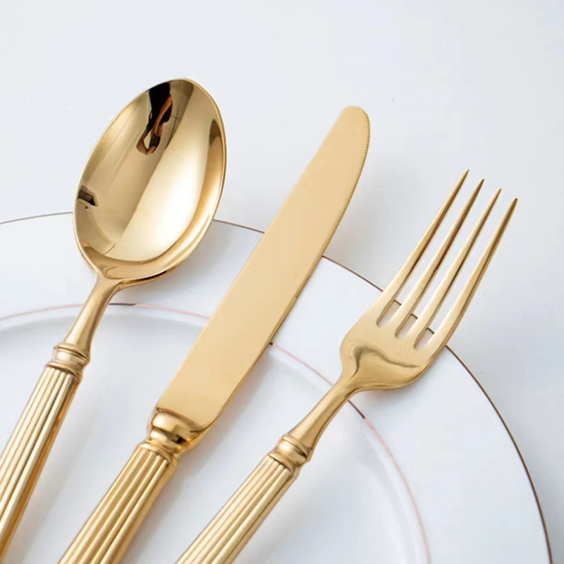 Europe Silver Luxury Cutlery Set 18/10 Stainless Steel Creativity Roman Column Flatware 304