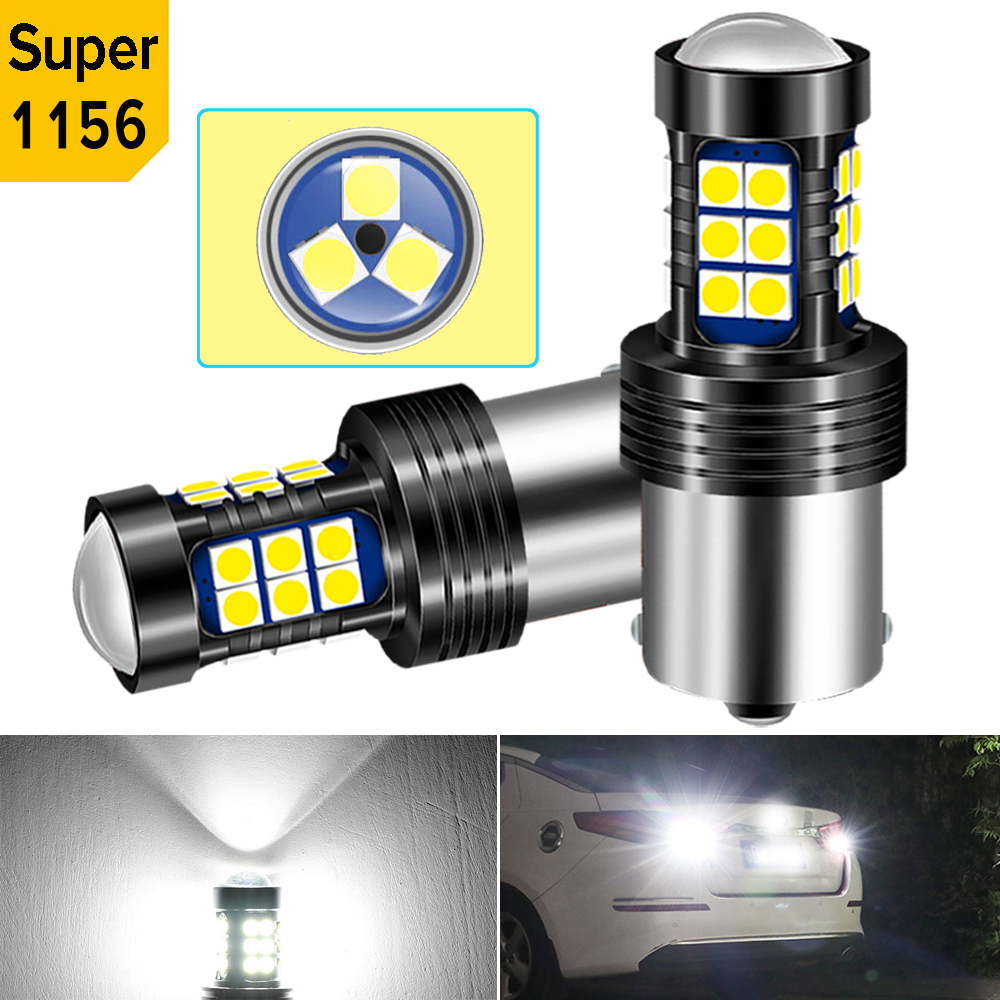 2 uds P21W BA15S 1156 T15 W16W 912 921 T20 W21W 7440 WY21W 7440NA luz Led de marcha atrás para coche lámpara de respaldo DRL bombilla de freno trasero 12v: Azul