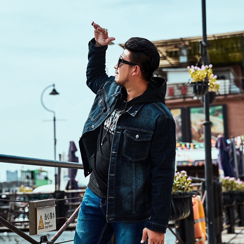 Herfst Tij Grote Maat Heren Jas Mannen Casual Losse Denim Jas Jas Grote Maat 5XL 6XL gewassen Denim Shirt: 4XL