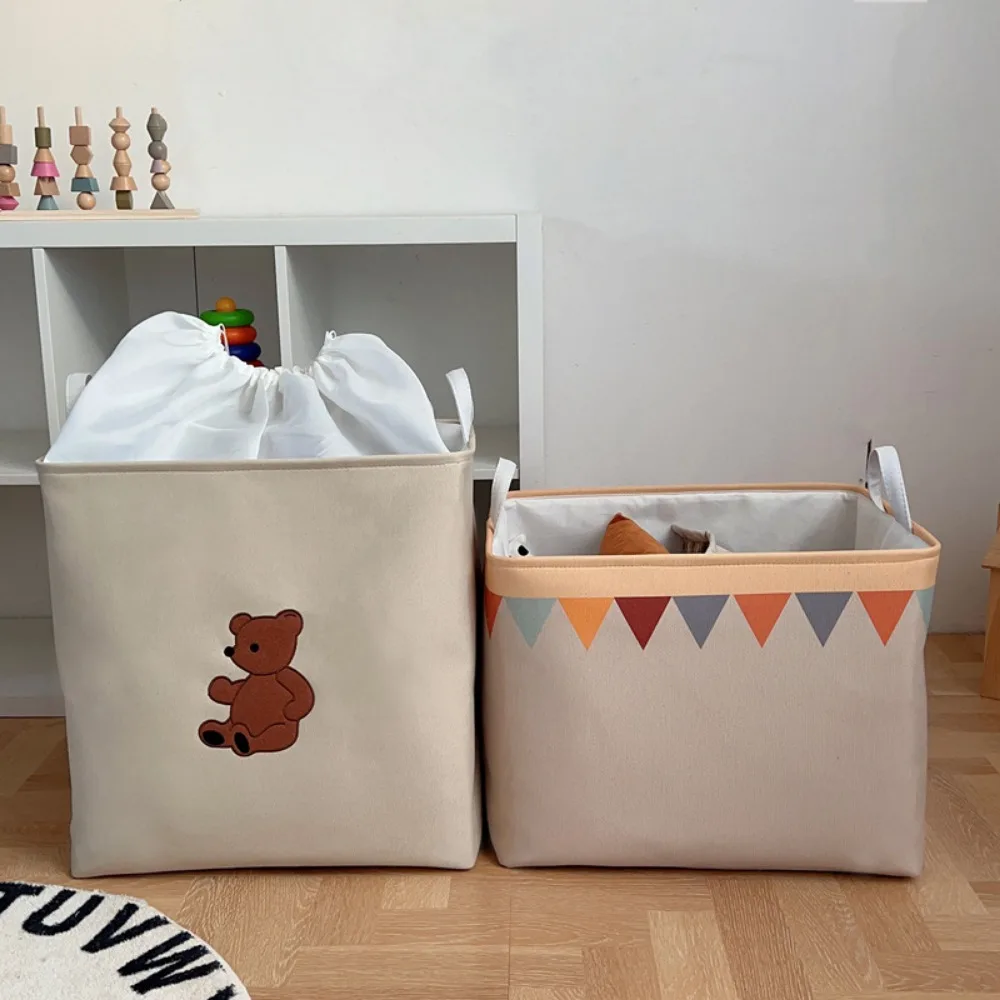 Caja de almacenamiento de dibujos animados, armario de tela a prueba de polvo para juguetes de niños, caja de almacenamiento de ropa, Cubo de almacenamiento portátil para dormitorio