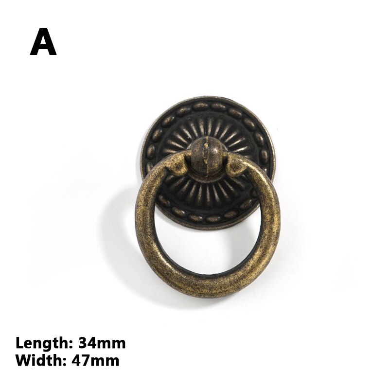 Tiradores de bronce de anillo Retro, armario de pomo de un solo orificio, perillas de muebles, tirador de cajón de tocador de armario: 1