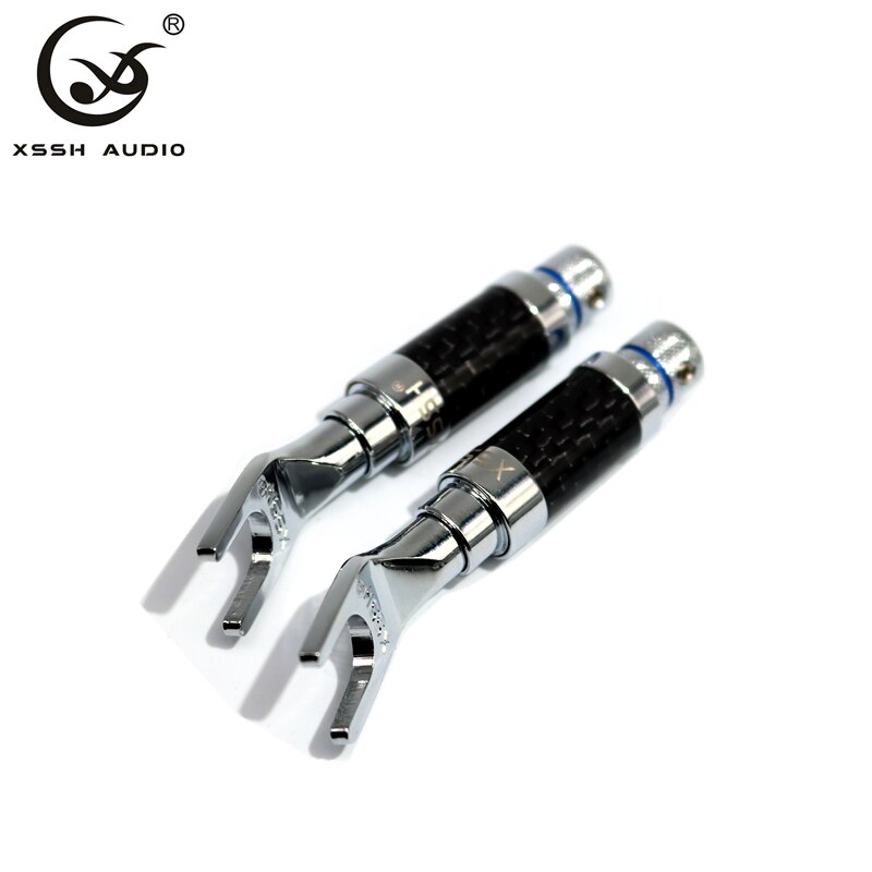 XSSH di Alta qualità in fibra di carbonio serie rhodium placcato Y connettore a spina a banana per l'altoparlante filo FAI DA TE