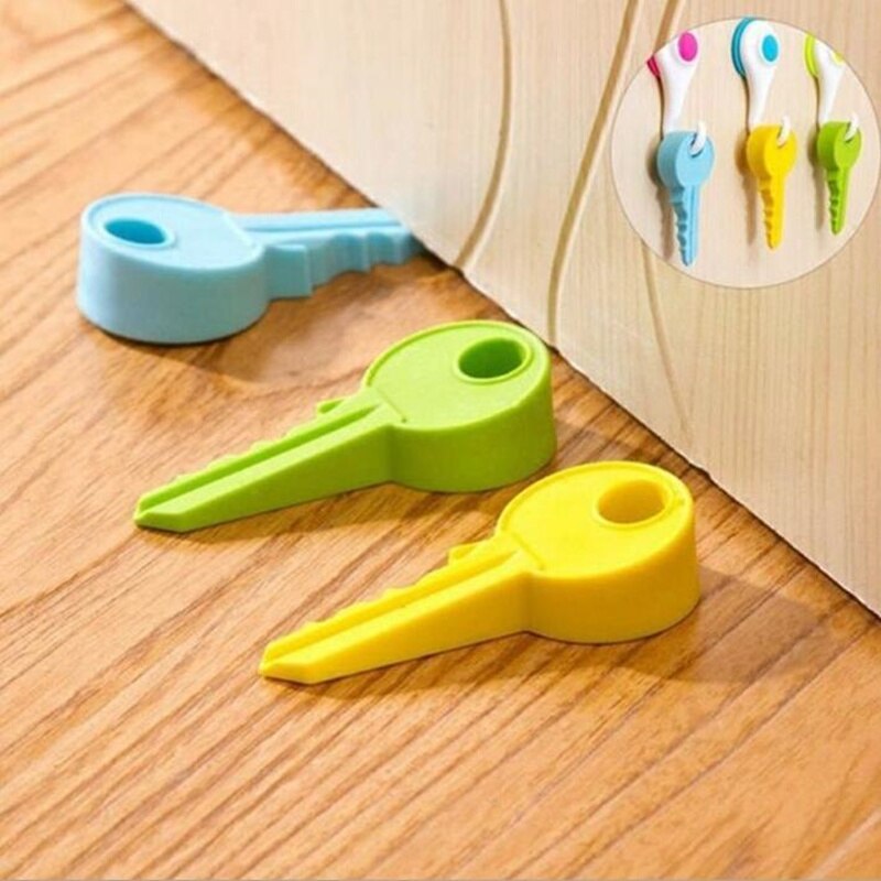2pcs! Wind Door Key shape Rubber Doorstops Stop Stopper doorstops top for Baby anti-pinch safety gate card