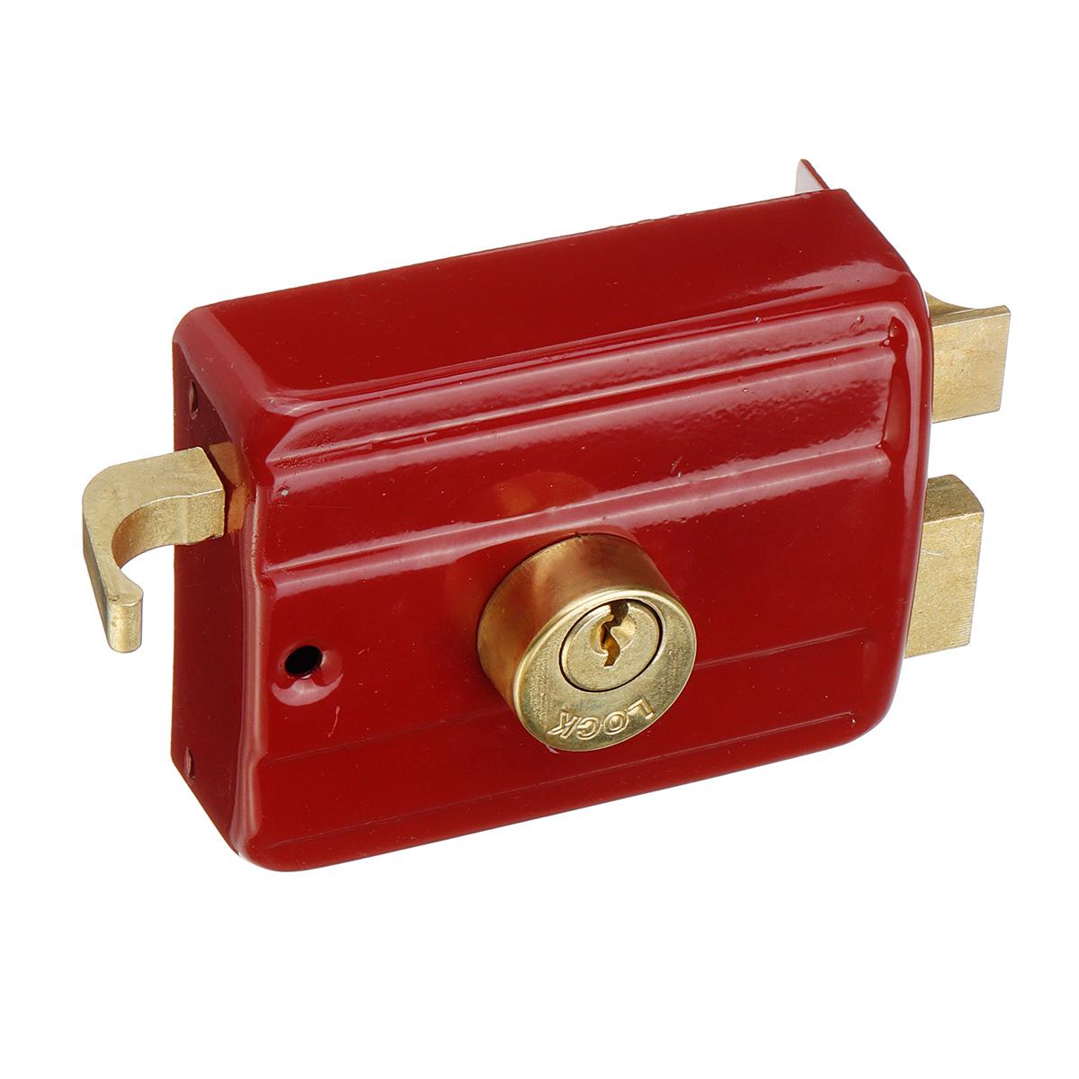 Cast Iron Anti-theft Exterior Door Retro Red Locks Multiple Insurance Lock Wooden Door Lock Security