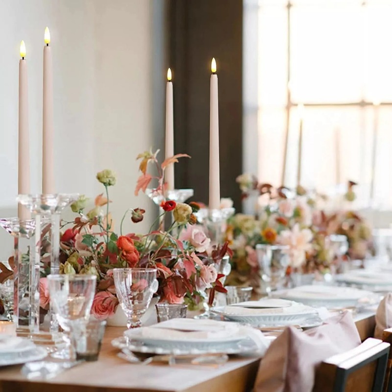 Bougies coniques LED sans flamme vacillantes avec télécommande à 10 touches, bougeoirs ivoire à piles de 11 pouces, décoration de noël pour la maison et le mariage