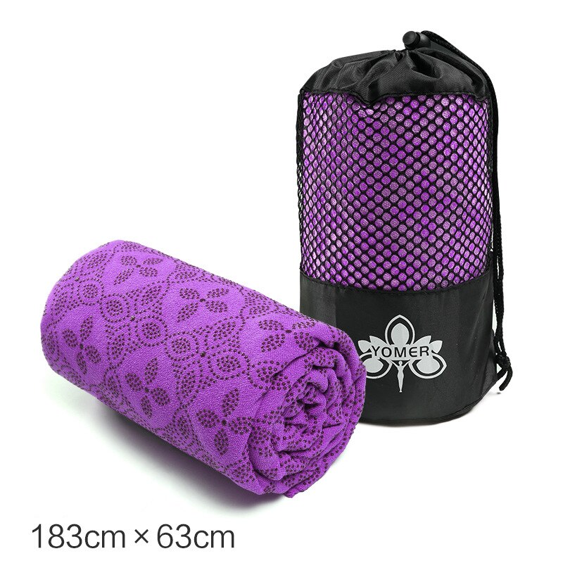 183*63Cm Draagbare Anti-Slip Zweet-Absorberende Yoga Handdoek Doek Mat Ultra-Dunne Yoga Deken handdoek Deken: Paars