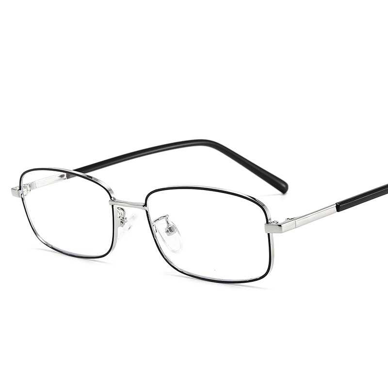 Kiyo merk dames heren anti-blauw licht optisch montuur metalen brilmonturen vierkante bril brillen 9647: Zwart-zilver