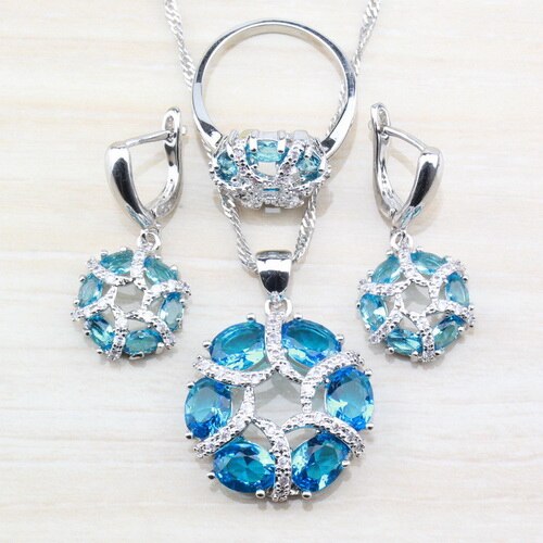 Bedel rode granaat bruids zilverkleur dames kostuum sieraden sets oorbellen ketting ring maat 6/7/8/9/10: Imitatie rhodium plated / 9