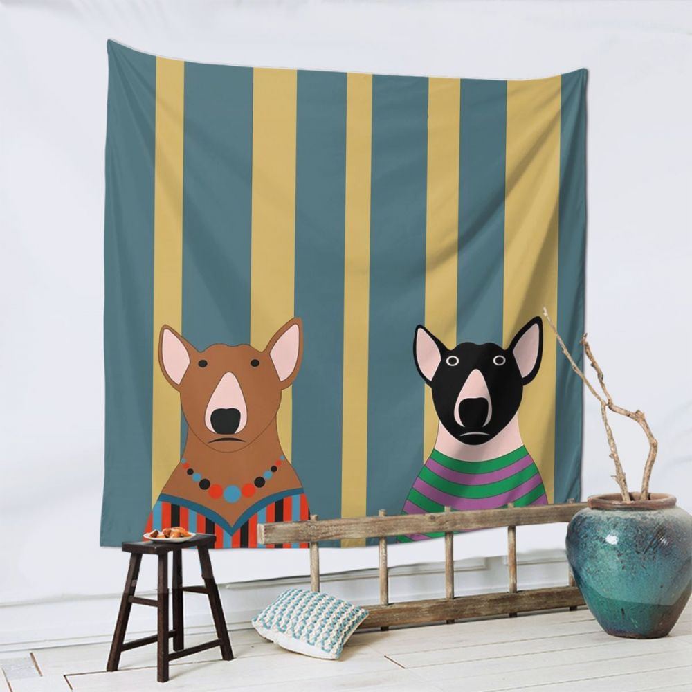 Bull Terrier Tapijt Muur Opknoping Gordijn Hond Dier Muur Doek Polyester Strand Mat Unieke