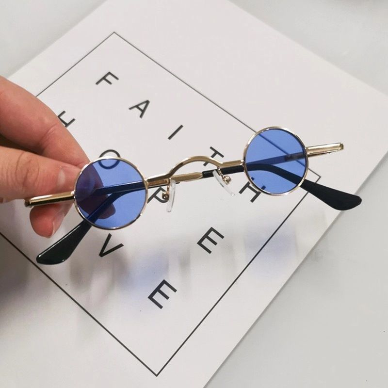 Punk Ronde Zonnebril Prins Bril Retro Zonnebril Mannen En Vrouwen Ultra Kleine Frame Verrader Hip Hop Concave Vorm: E