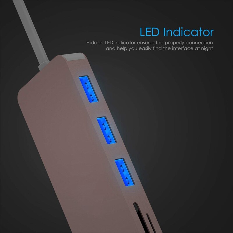 TYPE-C 5 In 1 Docking Station Sd, Tf Ondersteuning: windows Me/2000/Xp/Vista/Nt/7/8, mac Is Geschikt Voor Alle Usb C Apparaten