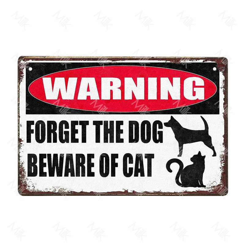 Vorsicht vor Katzenschild – Aluminium – Katzen-Türschilder – Attacke Katze-Schild – niedliche Katzen-Warnschilder für Katzen, Kätzchen-Liebhaber, Zuhause, Zimmer: 40x30 cm / Rötlich Orange