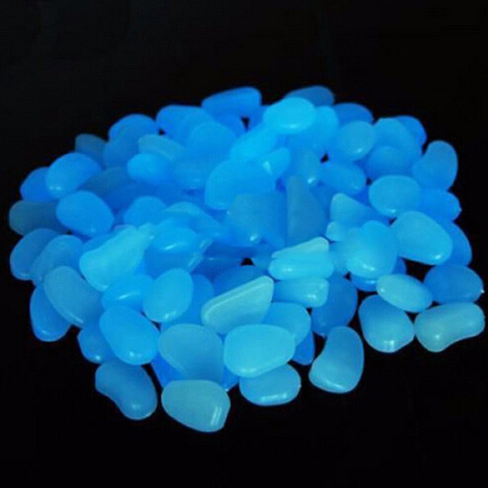 100 stuks lichtgevende keien, kiezelstenen, gloeiend in het donker voor aquarium, aquarium, grinddecoraties voor de tuin (blauw)