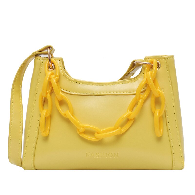 French Underarm Bag Texture Popular Women's Bag Style Non-Mainstream One-Shoulder Baguette Bag YUBAI: Yellow