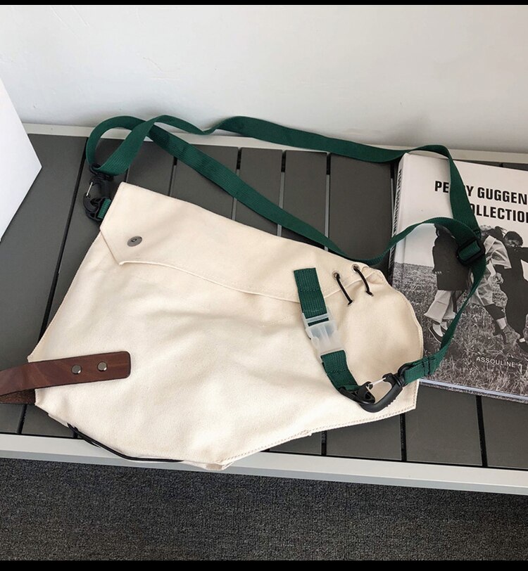 Umhängetasche für damen, marke: japanische canvas-tasche, schlicht, lässig, schultertasche, geräumige brusttasche für damen: Beige