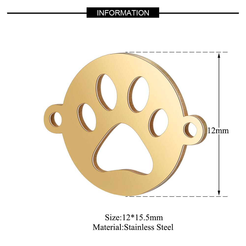 5 stks/partij 100% Rvs Animal Charms Hond Poot Charms Vnistar Hoge Polish DIY Connectors voor Armbanden