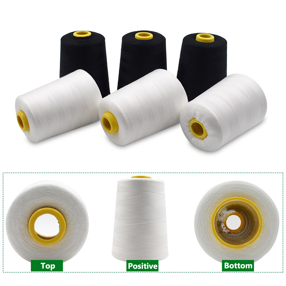 4 pezzi di filo per macchina da cucire overlock resistente da 8000 iarde, filo per cucire industriale in poliestere, coni metrici, filo per cucire bianco e nero