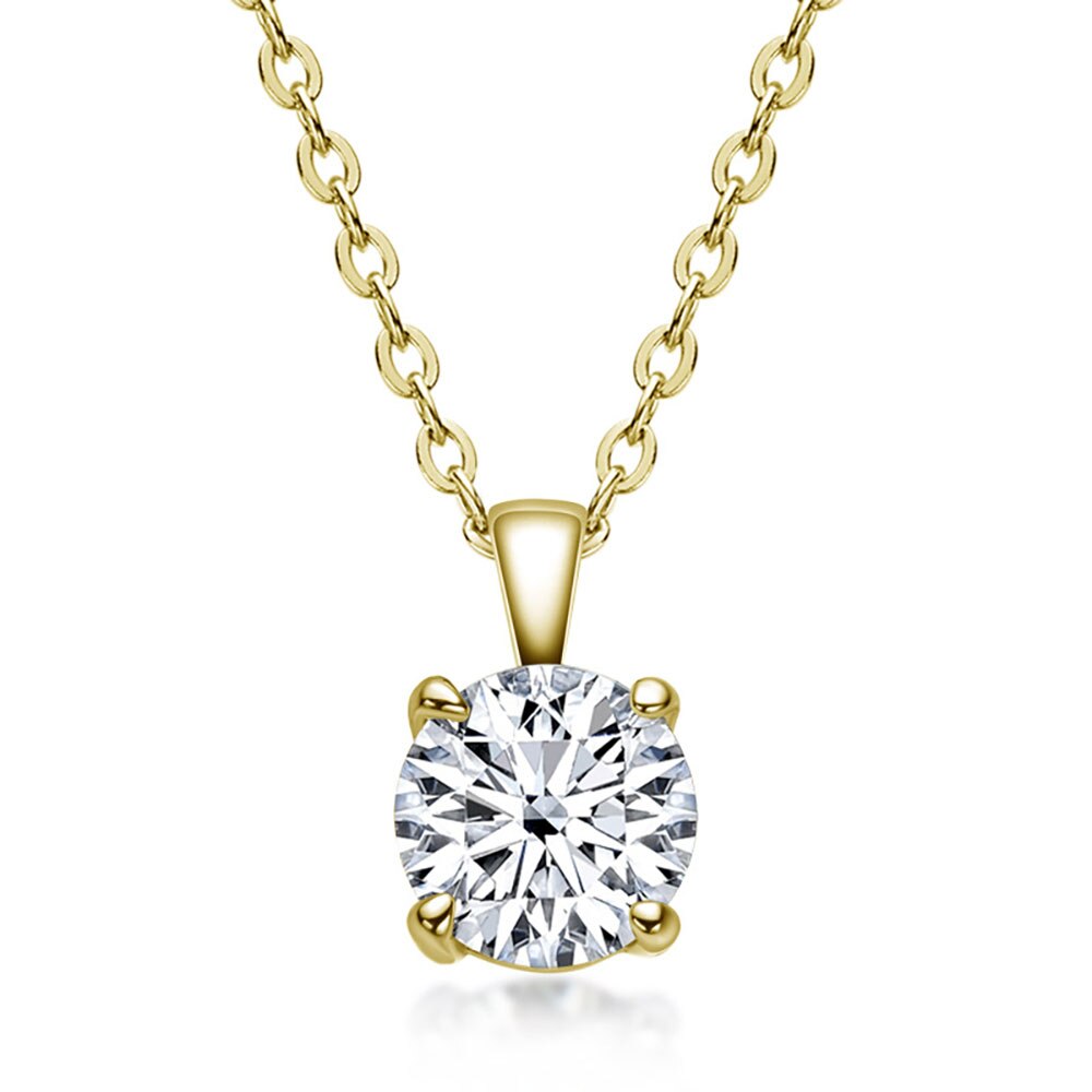 Collana con ciondolo Moissanite Color oro 1 carato reale 1 carato 100% argento Sterling 925/oro 18 carati regalo di gioielleria raffinata: 1 Carat Gold