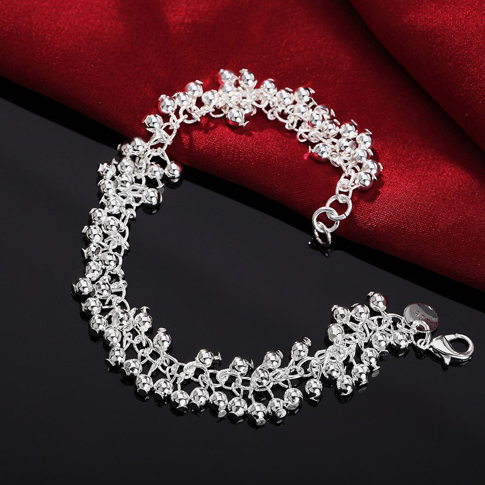 Charm 925 Sterling Zilveren Armbanden Ketting Sieraden Set Voor Vrouwen Mooie Franje Lijn Frosted Kralen Party