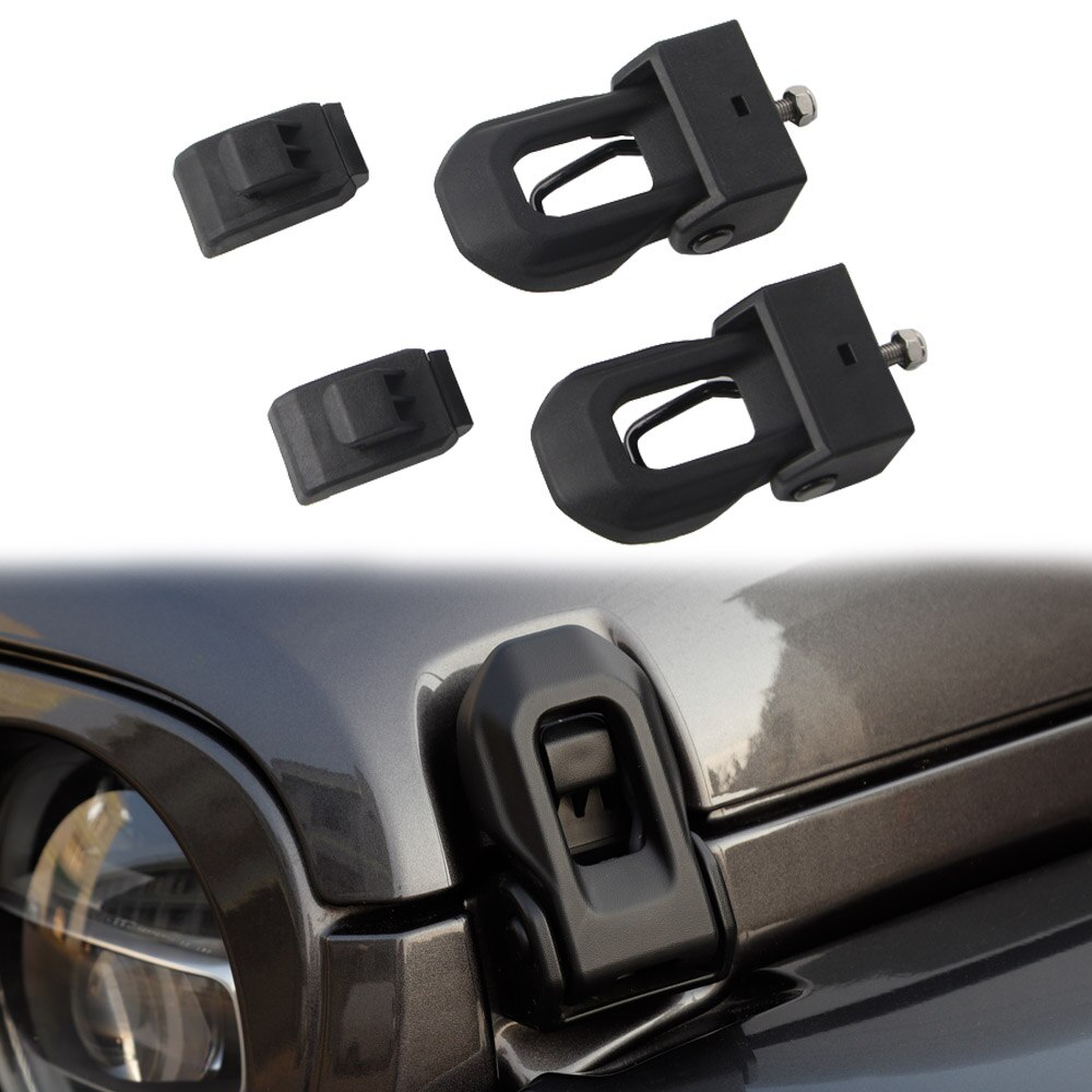 Para Jeep Wrangler JL 2018 2019 2020 Black Chrome Motor Capô Bloqueio Trava Catch Tampa Exterior ABS Carro de Segunda Geração styling: Black