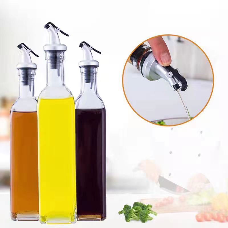 Botella de aceite de oliva de plástico transparente, 150/250/500ML, a prueba de fugas, condimento de cocina, salsa de soja, vinagre, tipo prensa, vinagrera, botella para barbacoa