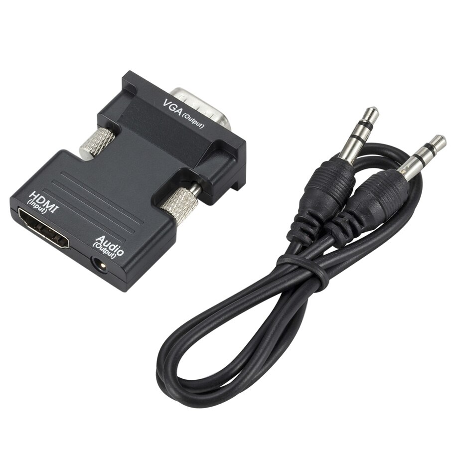 Hdmi-Compatibel Vrouwelijke Naar Vga Male Converter 3.5Mm Audio Kabel Adapter 1080P Fhd Video-uitgang Voor Pc laptop Tv Monitor Projector: Black