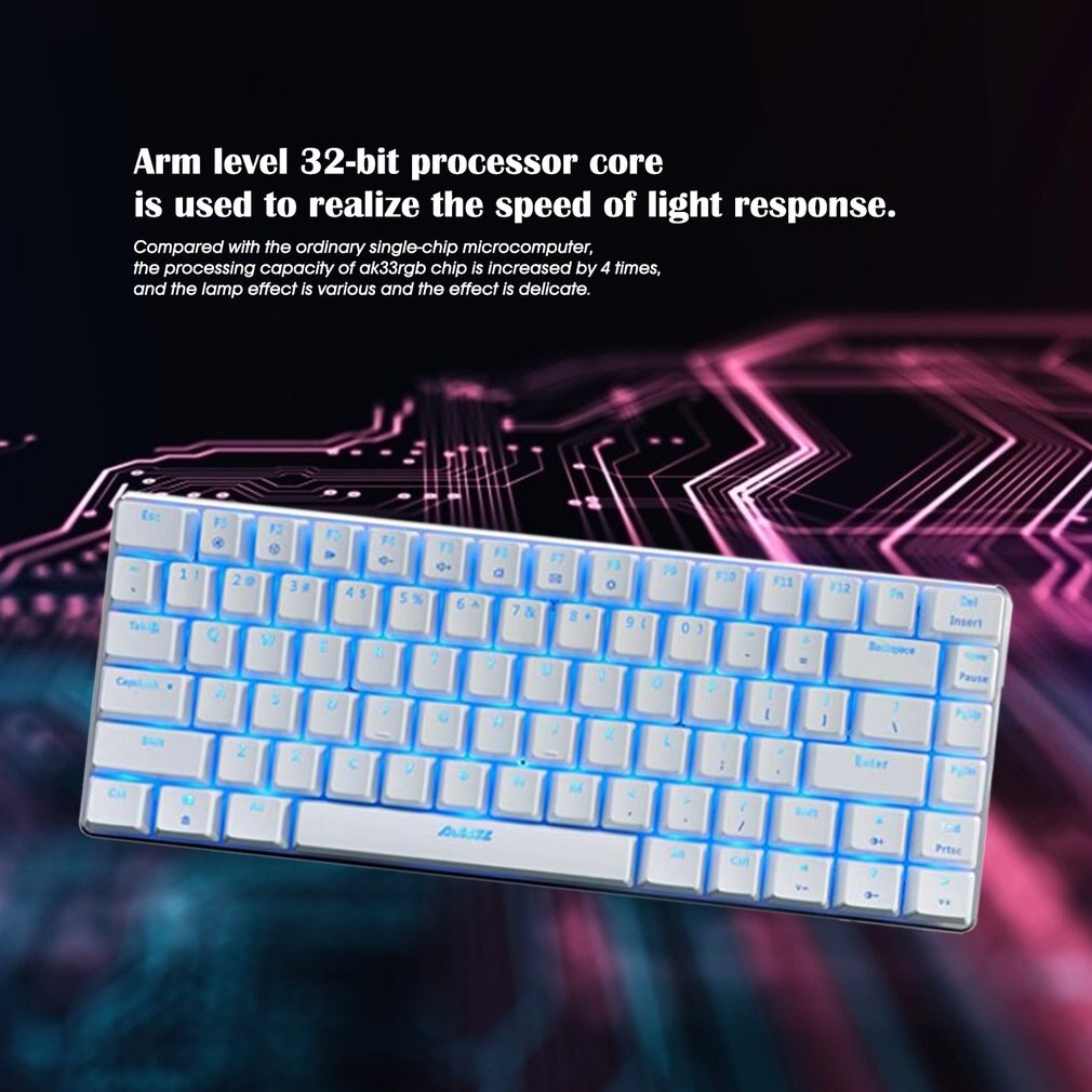 Ajazz AK33 mechanical gaming keyboard wired Russian/English layout RGB/1 color backlight 82-key conflict-free