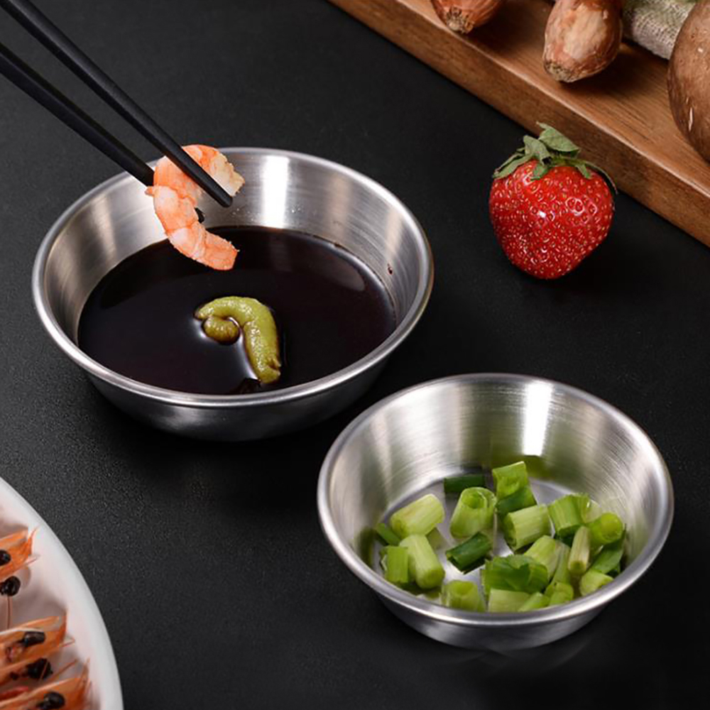 7/8/10/11CM 304 Stainless Steel Plate Small Dipping Sauce Plate Thick Round Seasoning Plate For Hotel Restaurant