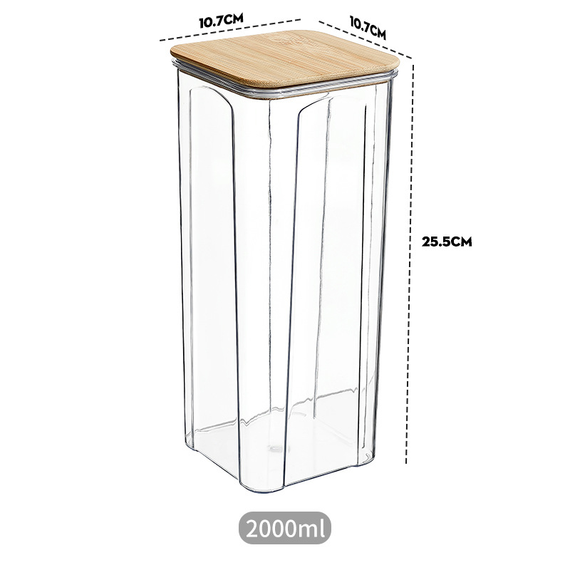 PET Plastic Food Sealed Storage Box with Bamboo Lid Coffee Beans Pasta Kitchen Storage Containers Household Kitchen Organizers: DARK GRAY