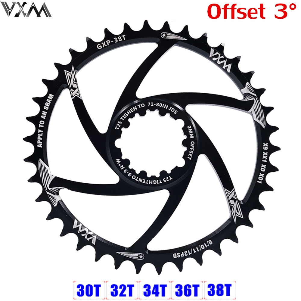 VXM-platos y bielas de bicicleta, piñón fijo, manivela de cadena, 34T, 36T, 38T, 40T, para sram gx xx1 X1 x9 GXP, pedivela Offset, 3MM