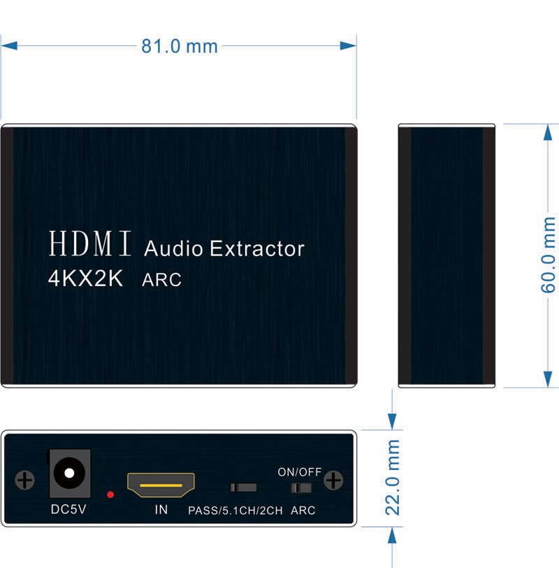 4Kx2K HDMI-compatib To Audio Extractor Support ARC/3D + Optical TOSLINK SPDIF 5.1 ARC Audio Extractor Splitter Converter Adapter