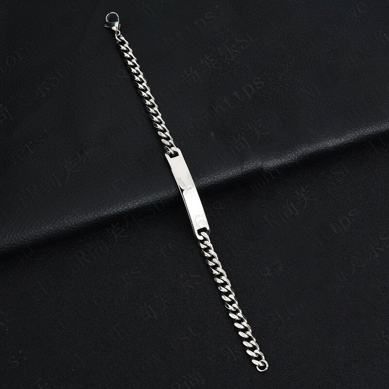 Couples Nameplate bracelets mens stainless steel simple charm chains bracelets chain on hand for man Accessories